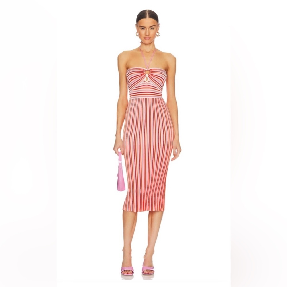 Amur Valena Halter Knit Sorbet Stripe Midi Dress XS